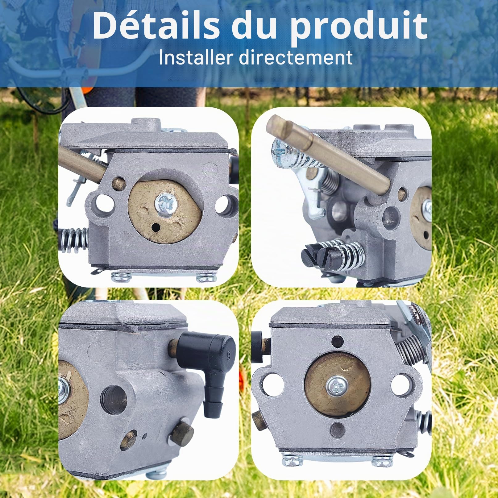 Kit de Carburateur avec joint pour Stihl FS50 FS48 FS52 FS56 FS62 FS66 FS86 FS88 Remplace pour Walbro WT-45-1 WT-45 WT-45A WT-112-1 avec bougie d'allumage, conduite de carburant, etc