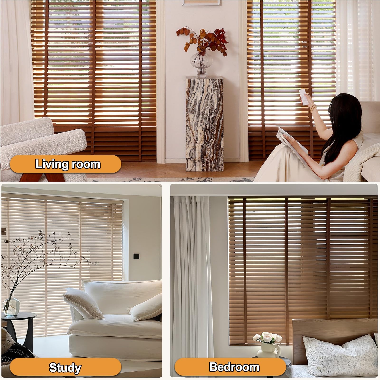 Persianas Venecianas de Madera Persianas Horizontales de Interior, Tamaños Personalizables 40 60 80 100 110 120 130 140 150 160 cm Estores De Parasol para Cocina/Oficina/baño(Marrón d)