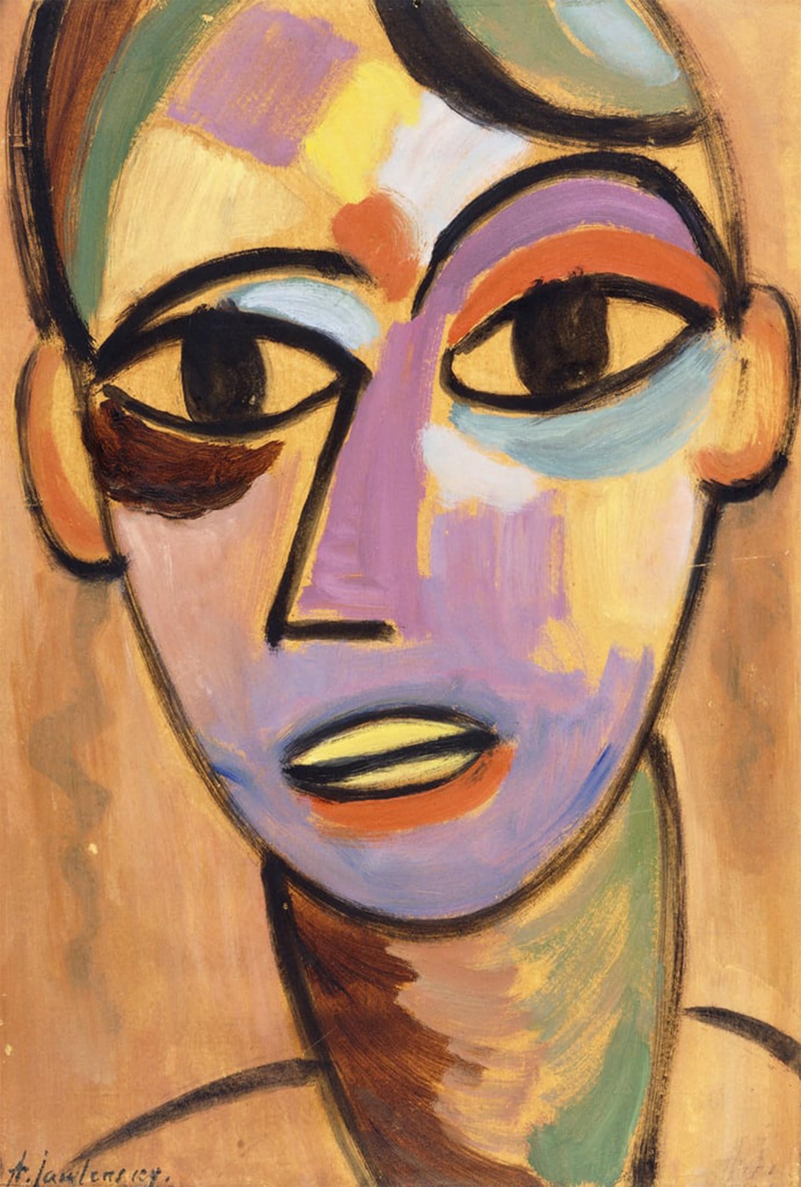 SERENDIPITP Vintage Wall Art Canvas Nordic Poster Canvas Print Picture Mysticher Kopf Jungling I by Alexej Von Jawlensky Wall Art Poster for Home Decor 60x90cm