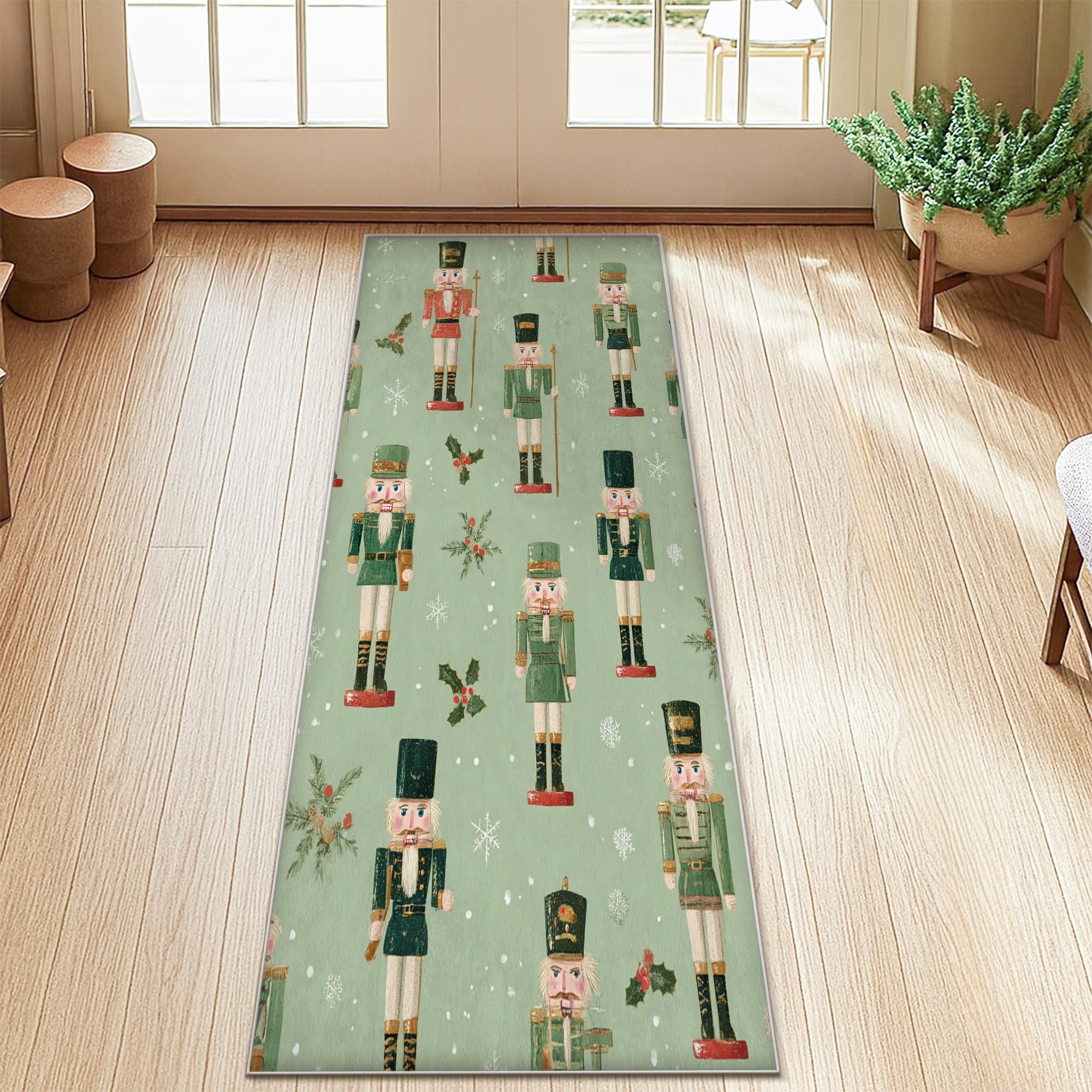 Tapis antidérapant de Noël vert pour couloir et cuisine