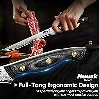 Vista 5 de Huusk Cuchillo de deshuesado de Damasco de 8 pulgadas, cuchillos VG10 para cortar carne, cuchillo de filete flexible, cuchillos de carnicero