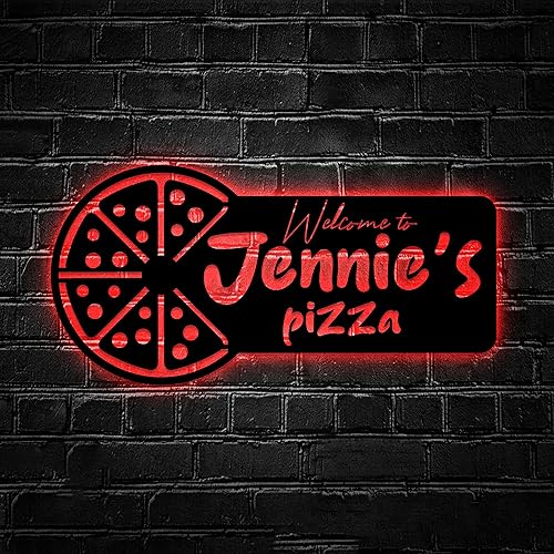 Letrero personalizado de pizzería, letrero de pizza, letrero de tienda, decoración de cocina, regalo personalizado, letrero de metal, letrero de