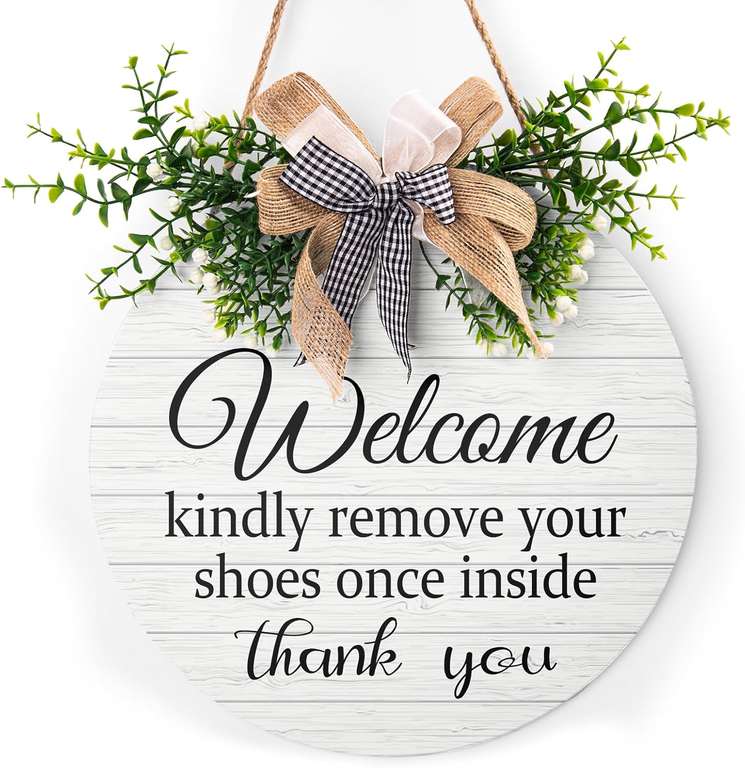 Please Remove Your Shoes Sign for Front Door Welcome Door Sign Wreaths No Shoes Sign for House Funny Wooden Hanging Plaque Round Shoes Off Sign 12x12 Inch for Wall Home Living Room Bedroom Decor