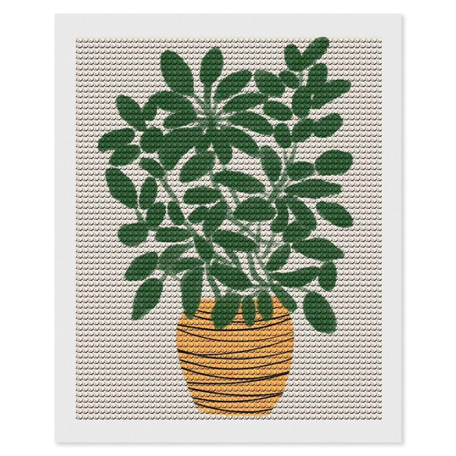 Junmoney Home Decor Plant Diamond Painting Canvas Set 16"x20", Full Kit Included, Calming Craft to Unwind, Farmhouse Decor, Christmas Gift