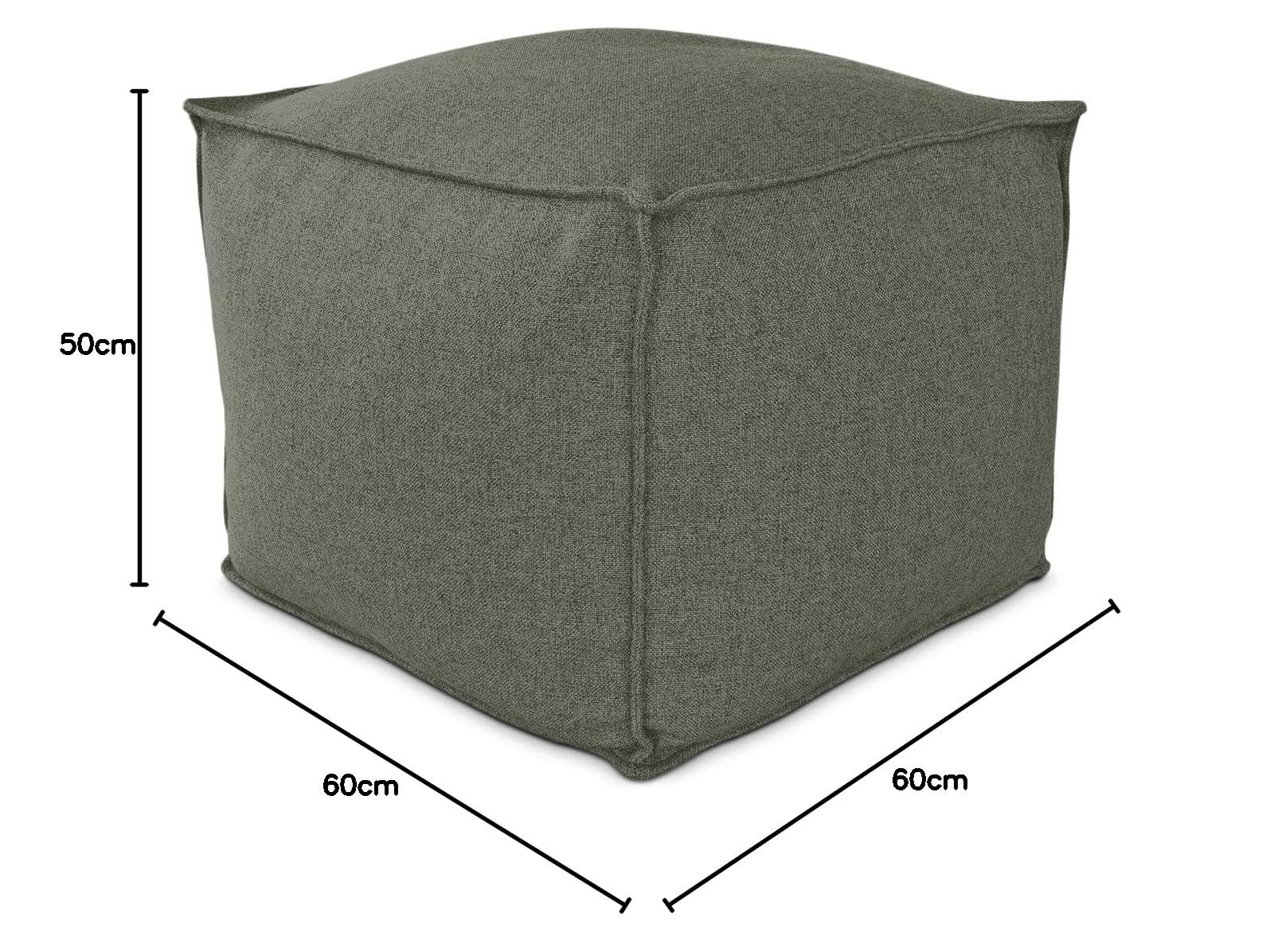 Deshome Pouf da esterno e interno - Pouf poggiapiedi quadrato 60x60x50 cm da giardino idrorepellente sfoderabile, Puff design moderno per soggiorno terrazzo e camera da letto Light Pouf Grigio marrone