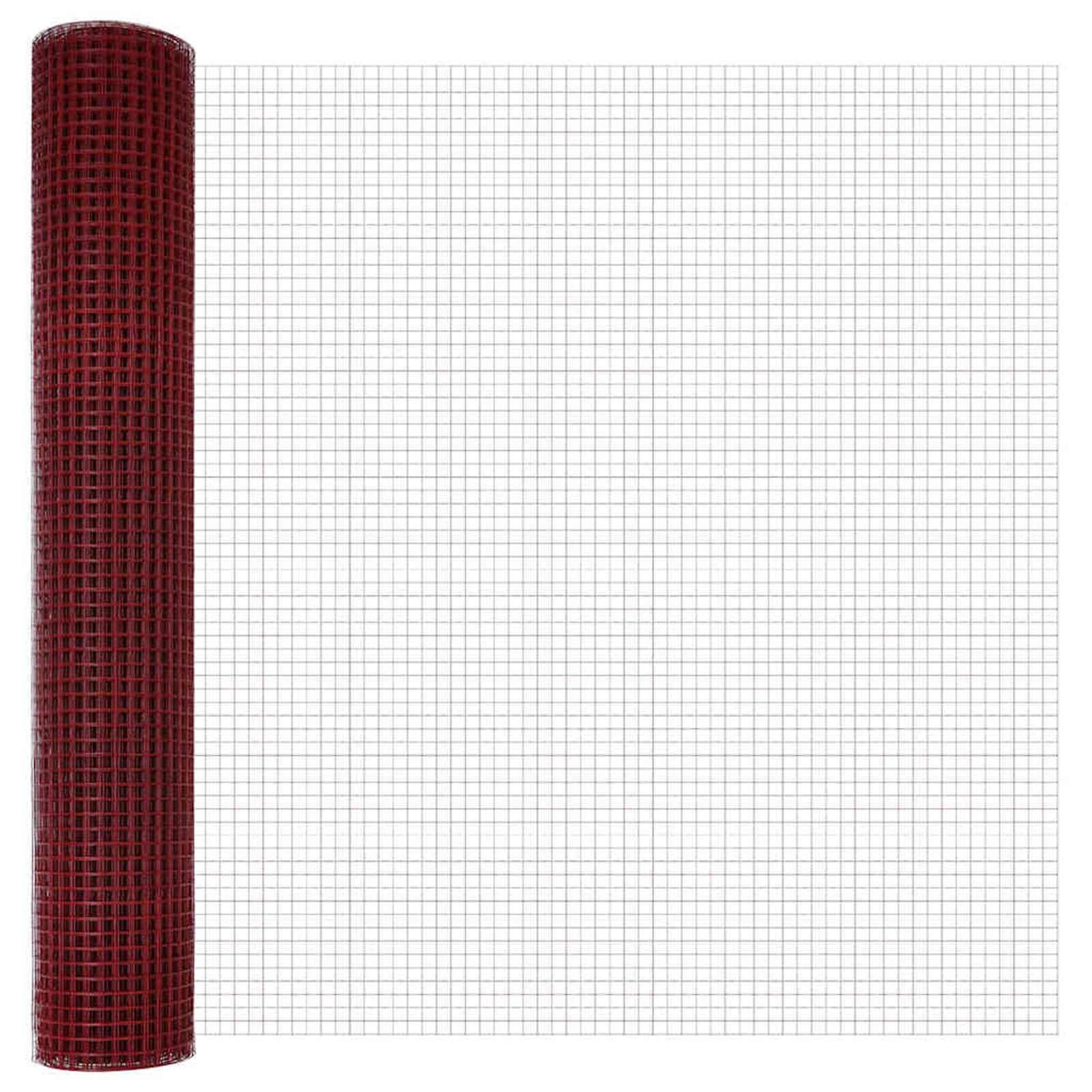 Gecheer Geschweißter Drahtzaun Rot 1.5x25 m Stahl PVC-beschichteter Metalldraht Spanndraht für Zaun Garten Basteln