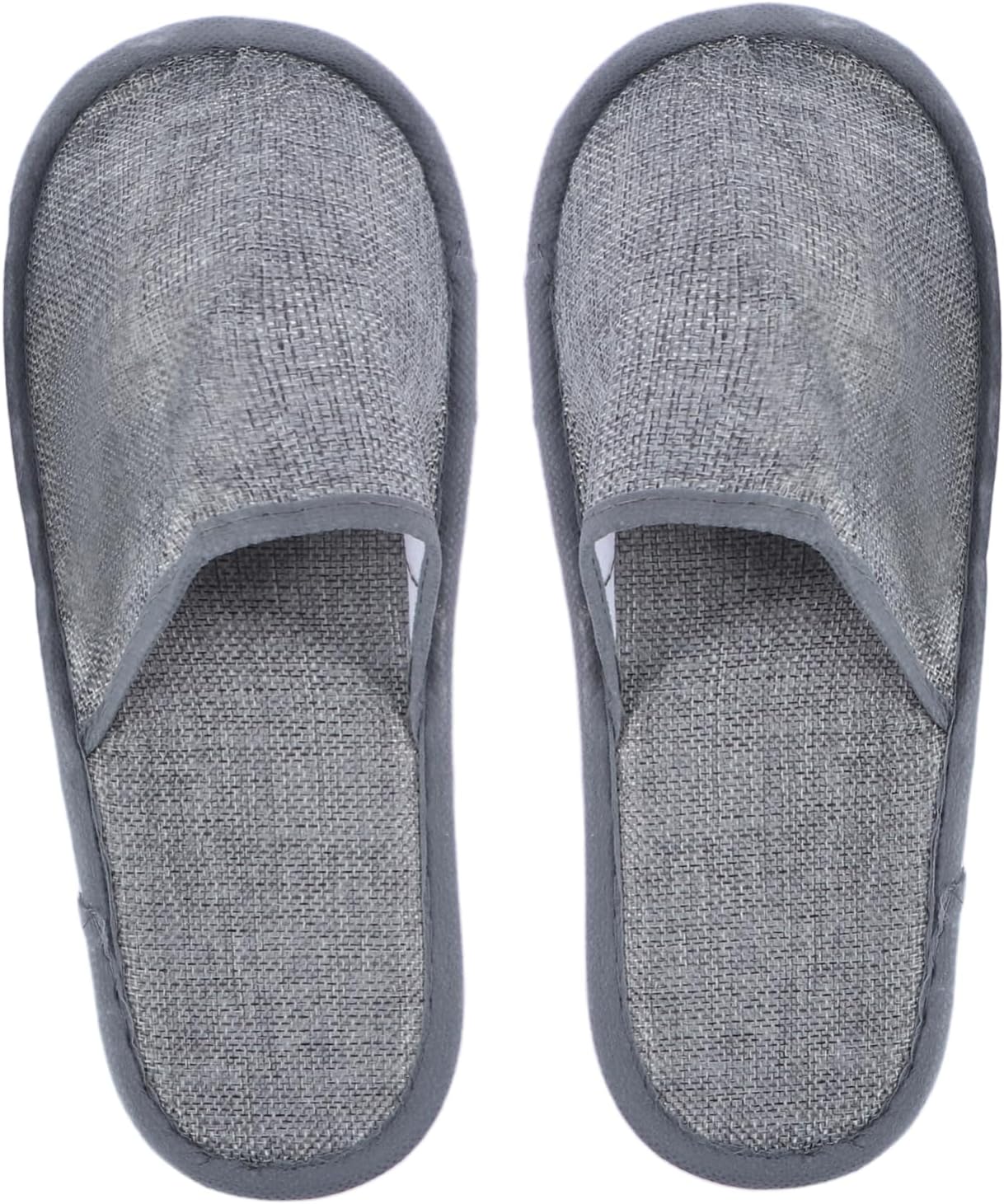 10pairs Disposable Hotel Slippers Non-slip Spa Footwear Lightweight Breathable Cotton Linen Slippers for Guests Indoor Use Grey Color