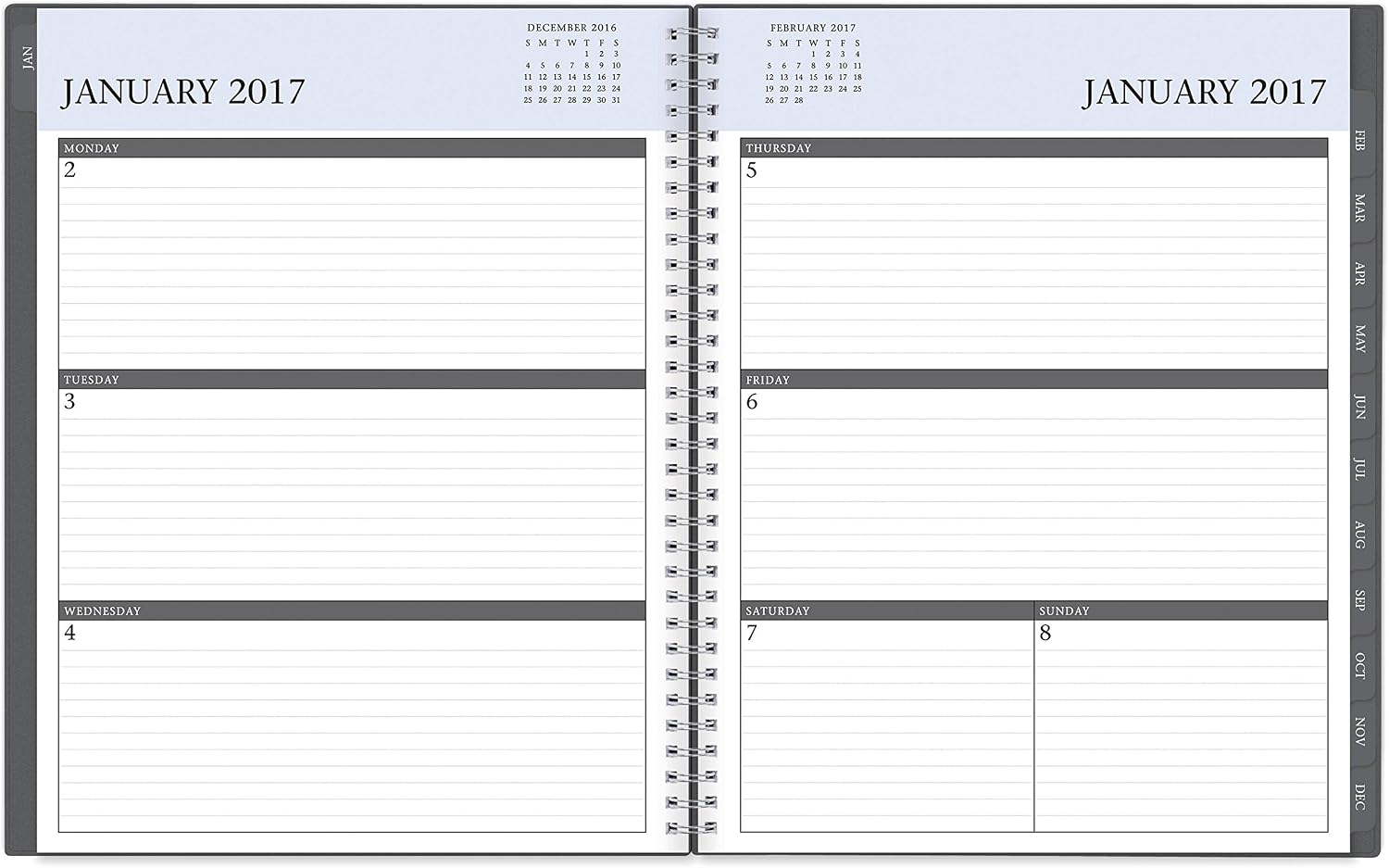 Blue Sky 2017 Weekly & Monthly Planner, Wire-O Binding, Charcoal Cover, 8.5" x 11", Enterprise (19563)