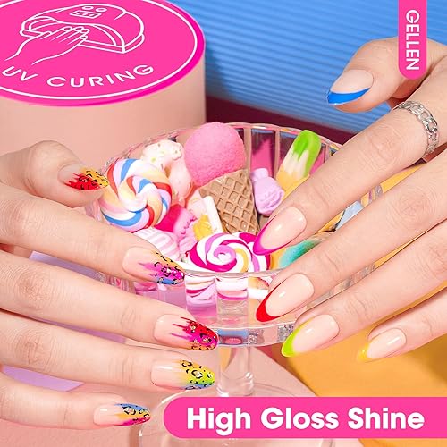 Miniatura 4 de Gellen Juego de esmaltes de uñas de gel, 6 colores burdeos, esmalte de uñas de gel rosa bebérojo oscuro, esmalte de gel con purpurina rosa rojo