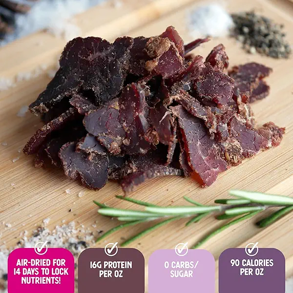 Ayoba Garlic Grass Fed Beef Biltong Slices (4 Ounce, Pack of 1) - Keto Friendly Air-Dried Grass Fed Beef Paleo Snacks - Gluten Free, Whole 30 Approved, Sugar free, No Carb Meat Snacks 5