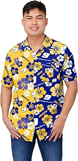FOCO NASCAR Mens Nascar Driver Split Color Floral Button Up Shirts