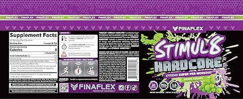 Vista 2 de FINAFLEX Stimul8 Hardcore - Xtreme Super Pre-Entrenamiento que promueve la energía extrema, la bomba y la resistencia - Bebida en polvo que cambia