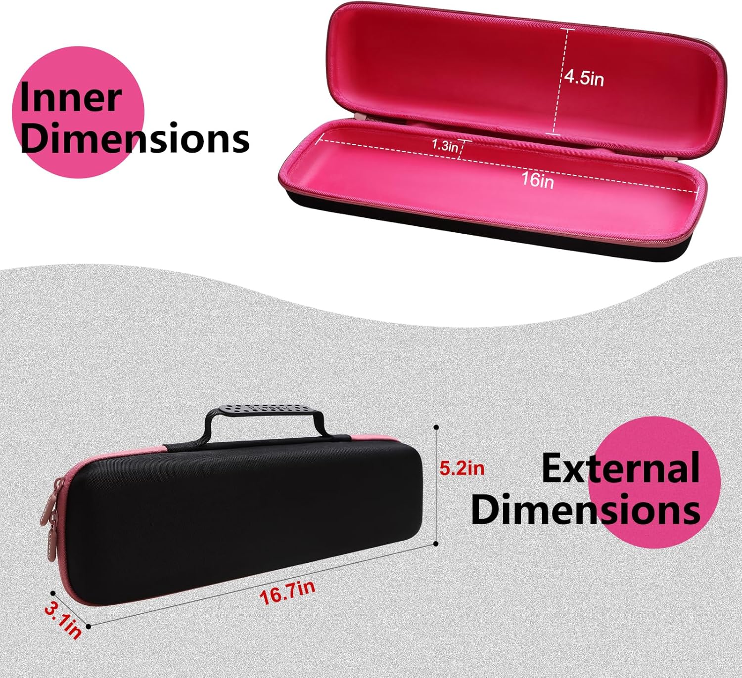 LTGEM EVA Hard Case for Revlon One Step Root Booster Round Brush Dryer and Hair Styler - Travel Protective Carrying Storage Bag, Pink