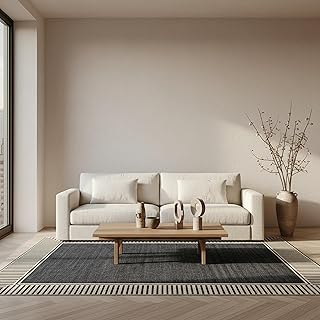 Nuloom Asha Dark Grey/Ivory, 8' x 10', Casual, Striped Border, Soft and ...