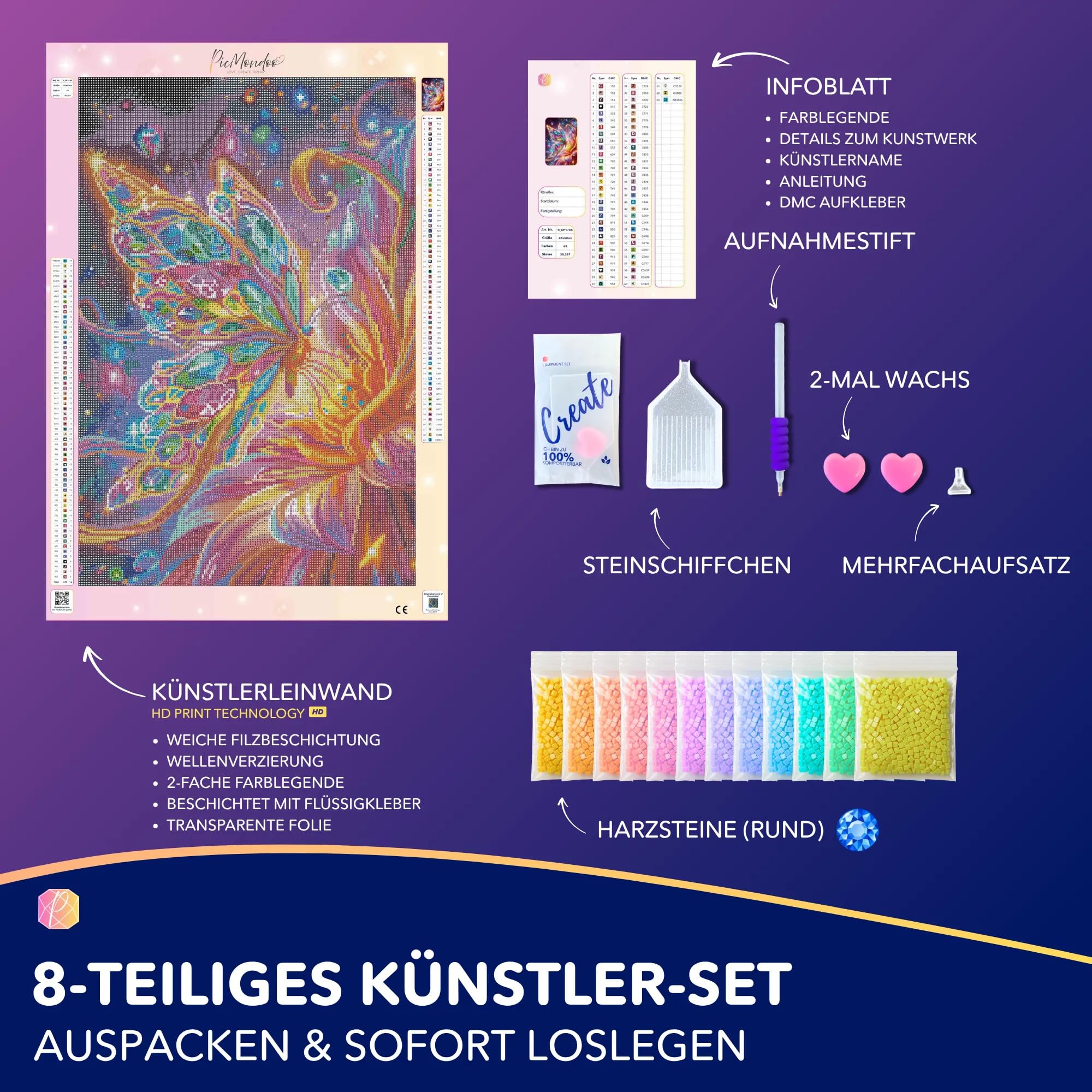 Picmondoo Diamond Painting – 40 x 60 cm – Aprender a iluminar