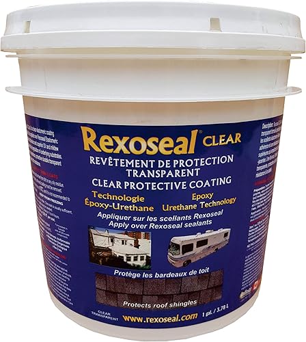 Rexoseal Revestimiento de tejas transparente para techo, impermeabiliza y protege las tejas de los techos, sellador de techo de epoxi transparente y
