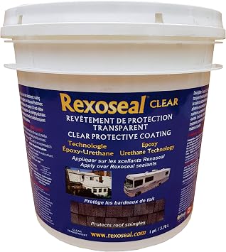 Rexoseal Clear Roof Shingle Coating - Waterproofs and Protects Roofs Shingles - Highly Flexible Transparent Epoxy-Urethane Roof Sealant - Clear, 1 Gallon