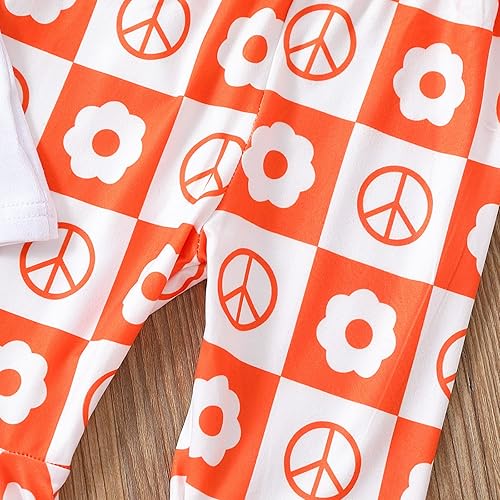 Miniatura 9 de Conjunto de 2 piezas para bebé niña pequeña camiseta de manga corta con letras pantalones acampanados pantalones acampanados ropa de festival