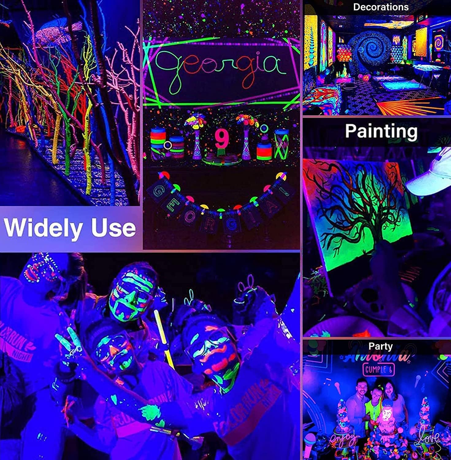 LED Black Light Bar, 2Pack 10W UV LED Blacklight with 5ft Cord Plug Switch, Black Lights for Glow Party - Portable Blacklight Bar for Fluorescent Posters, Glow in The Dark Party, Body Paint, Halloween