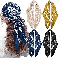Syhood 4 Pack 27" Square Satin Head Scarves for Women - Silk-Like Bandanas, Neck Scarves, Durags & Hair Wraps