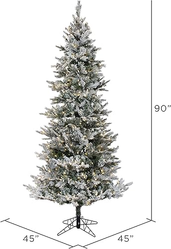 Miniatura 7 de Vickerman Árbol de Navidad artificial delgado Kiana de 9 x 51 pulgadas, mini luces LED blancas cálidas Dura-Lit, árbol sintético cubierto de nieve,
