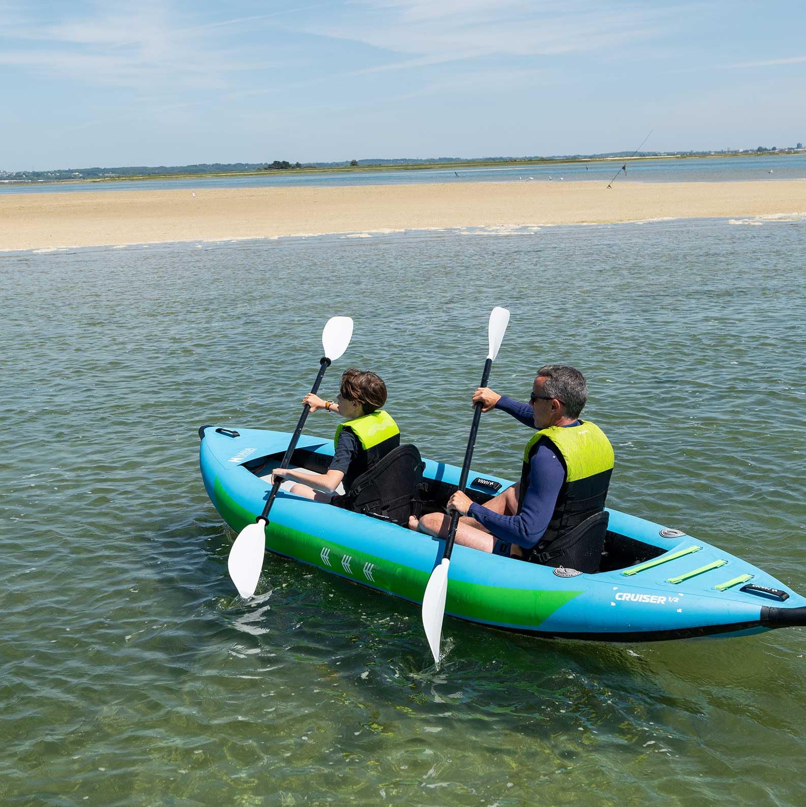 HANA Cruiser 1/2P Kayak Gonflable 340cm – Pack Complet avec 2 Pagaies, 2 Sièges, Pompe, Sac – Canoë Stable & Robuste – Plancher Dropstitch