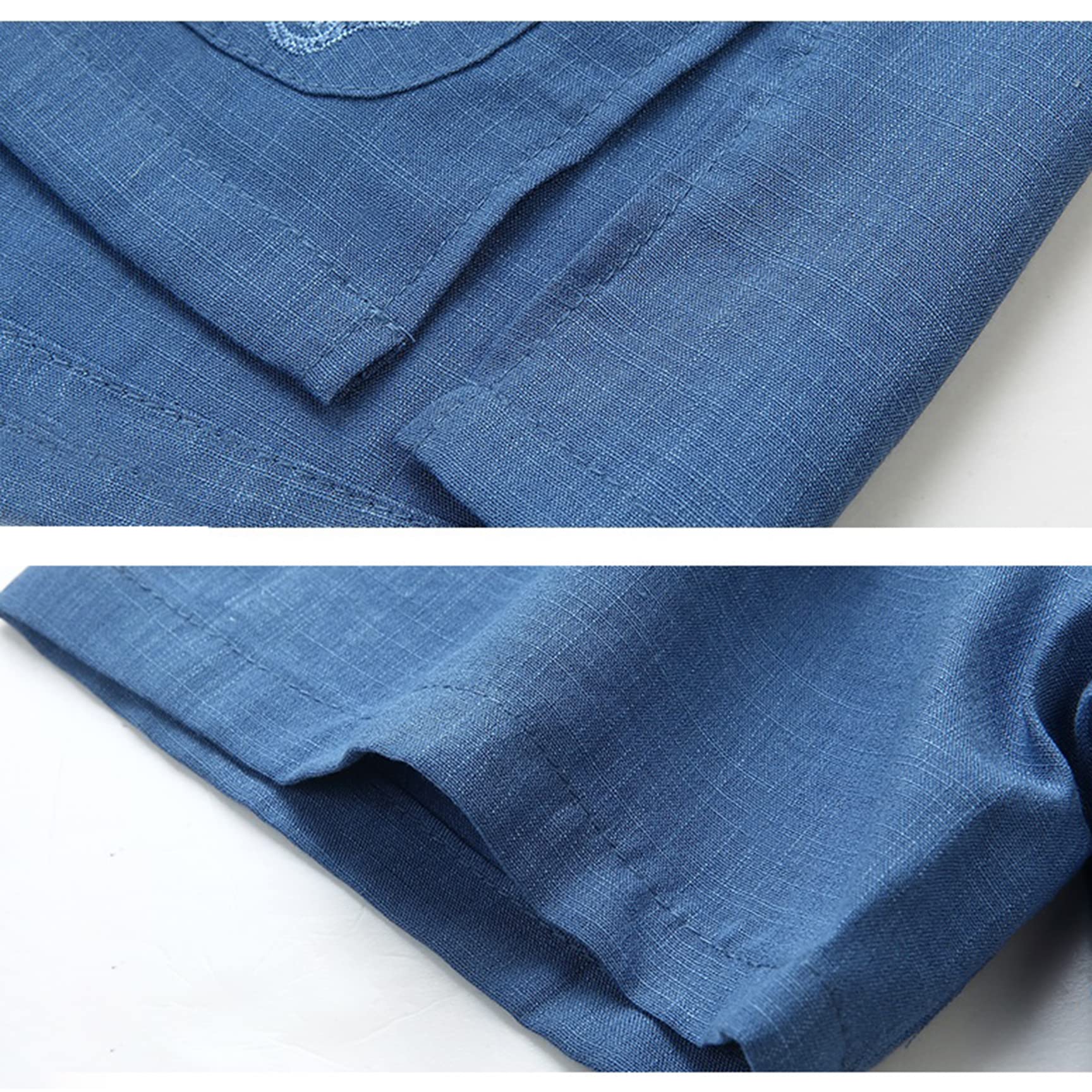 Herren chinesische Tang Anzug Meditation Anzug Hand mit Drachenmuster Kampfsportkleidung und Hosen Bestickt Blue 1-L
