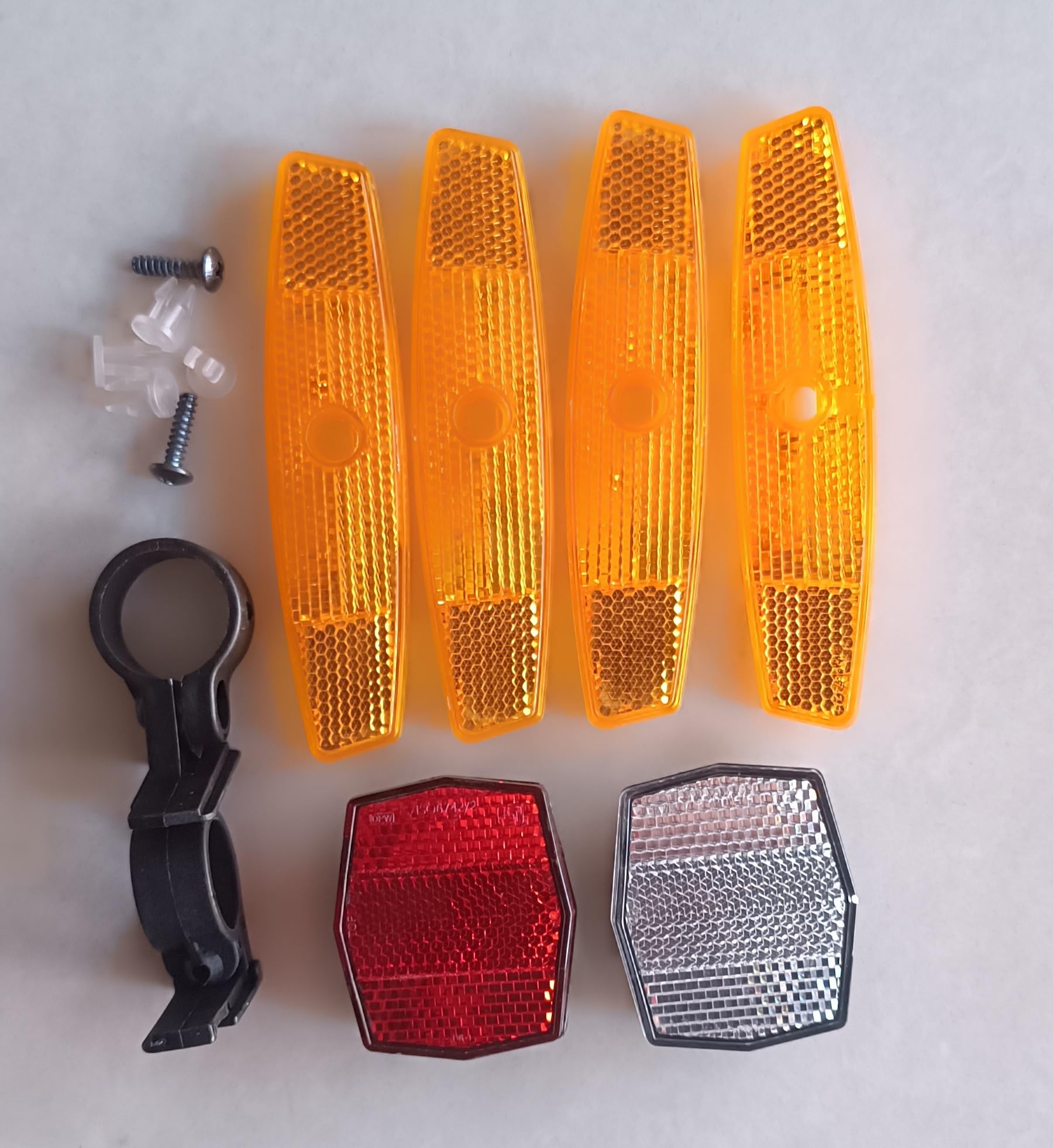 Bicycle Reflector Kit with 4 Orange Side Reflectors, Front White Reflector, Rear Red Reflector, Mounting Bracket-image-48