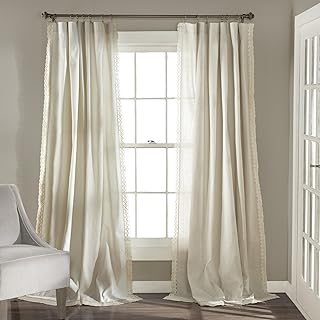 Lush Decor Rosalie Window Curtains Panel Set for Living, Dining Room, Bedroom (Pair), 95 in x 54, Ivory