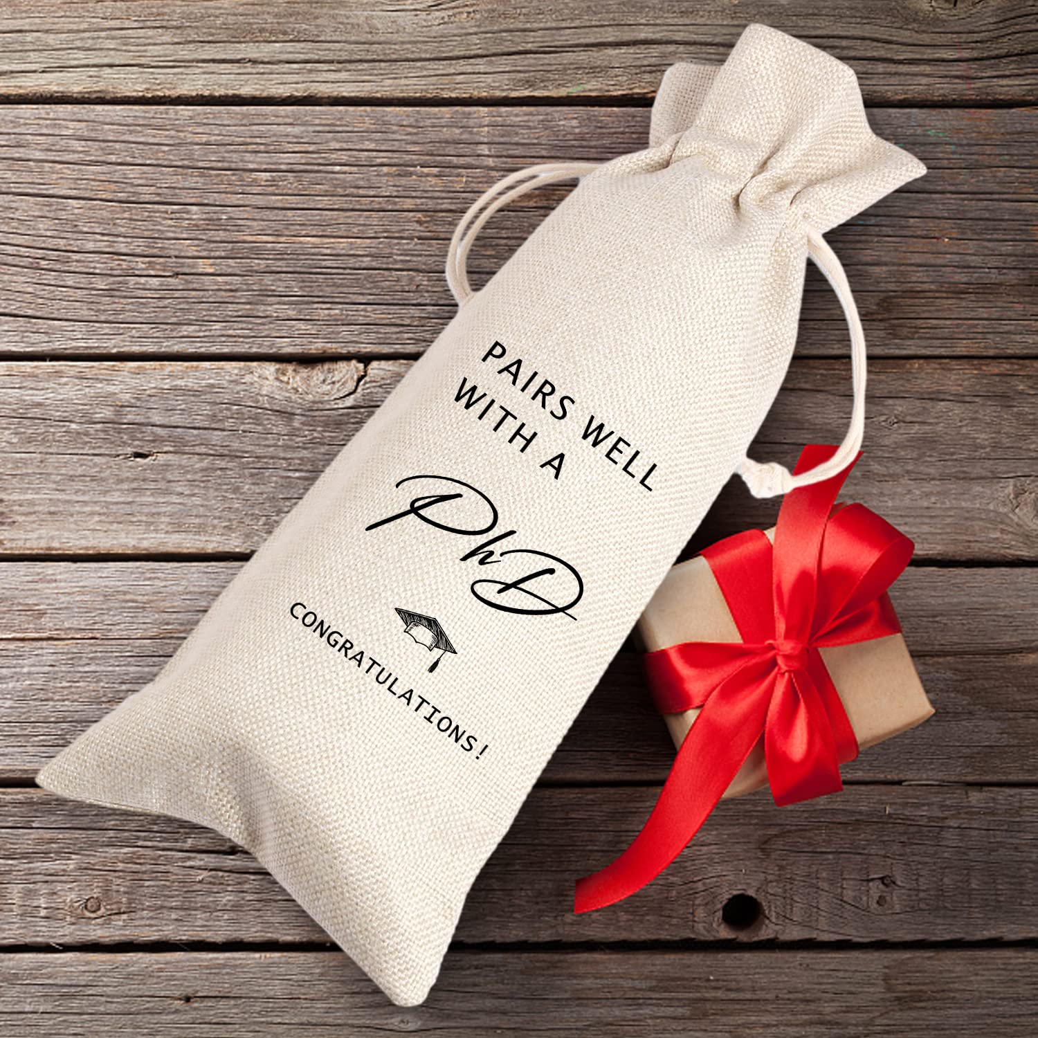 Maydvdv Pairs Well With A PHD | Graduation Wine Bag | PHD Graduation Gift | Funny Graduation Gift | Gift for Her | Gift for Him | Congrats Grad | Graduation Party Favors | Class of 2026