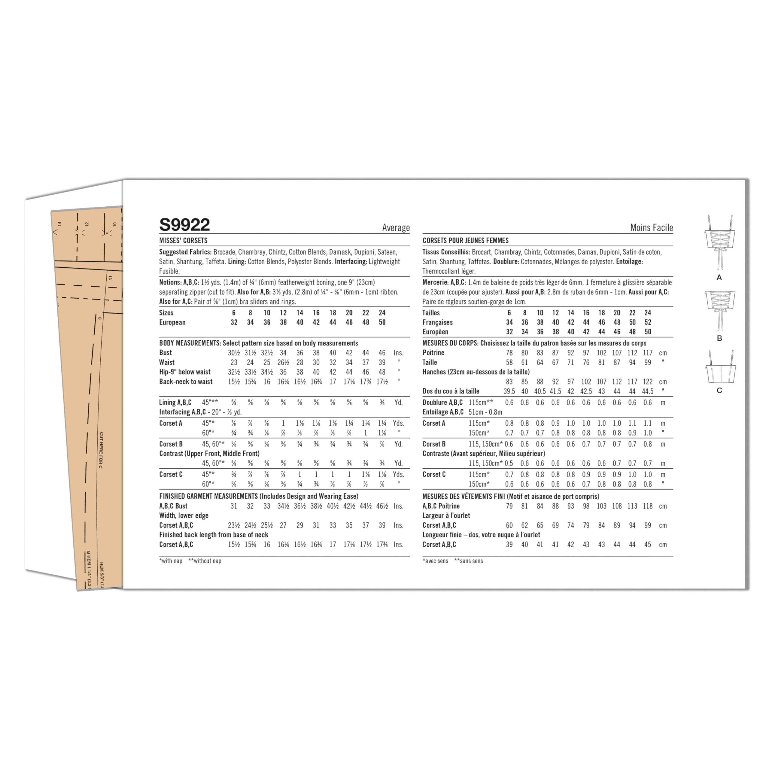 SIMPLICITY Sewing Pattern SS9922H5 Misses' Corsets H5 (6-8-10-12-14), Multicoloured, 6-14 - Image 2