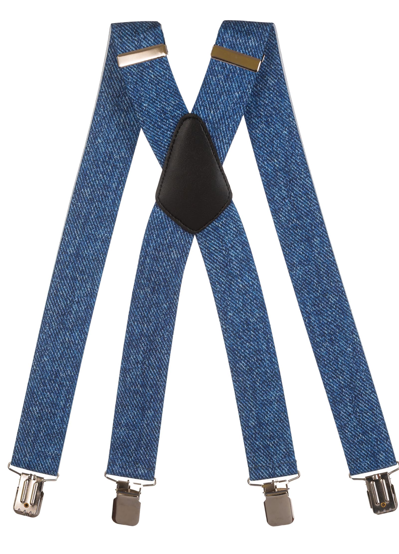 Olata Men's Denim A Heavy Duty Printed X-Shape Braces/Suspenders, 4Cm