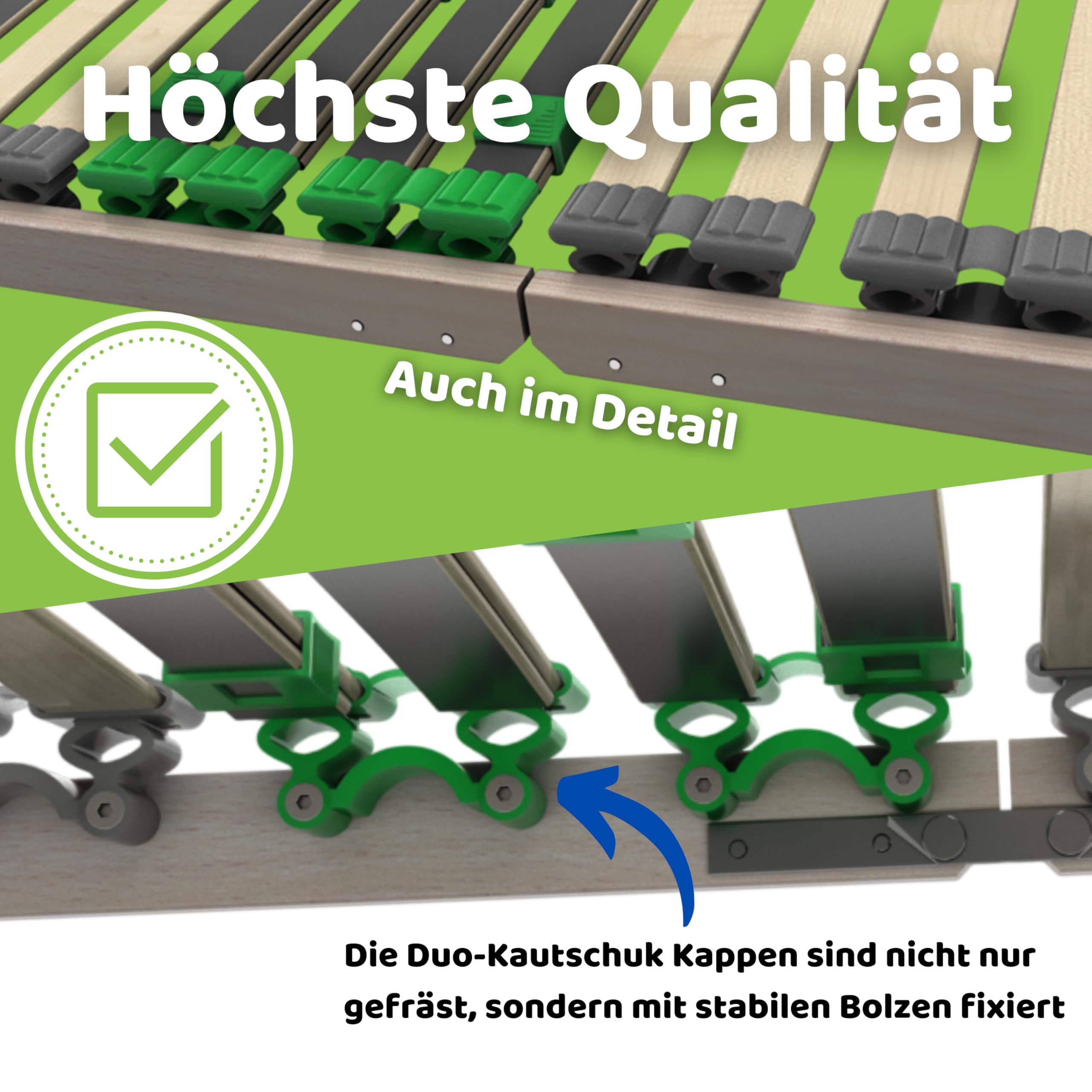 FixSTAR 7-Zonen Lattenrost 140x200 cm Starr Klappbar Fertig montiert - 28 Birke Federleisten - Härtegradverstellung - Buche - Bettrost - Bis 140 kg - Für alle Matratzen - Vormontiert - Made in Europe