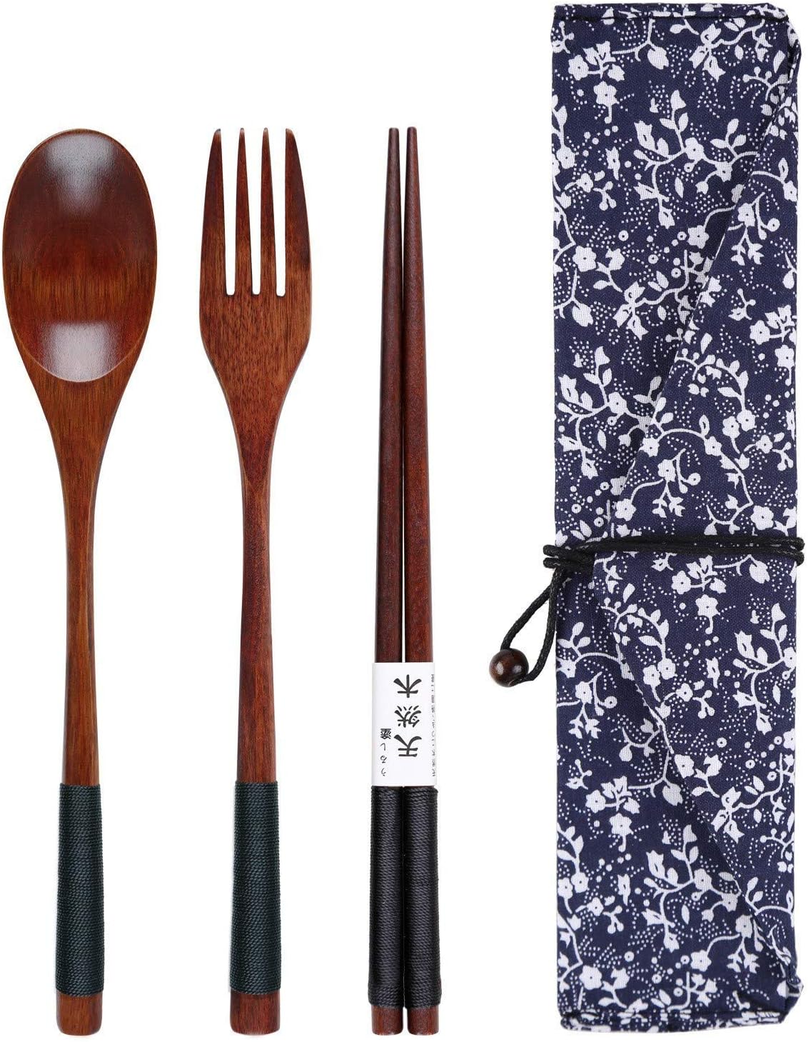 Fiaya Bamboo Dinner Set Bamboo Utensils Cutlery Set Reusable Cutlery Travel Set Eco-Friendly Wooden Silverware for Kids & Adults Outdoor Portable Utensils with Case
