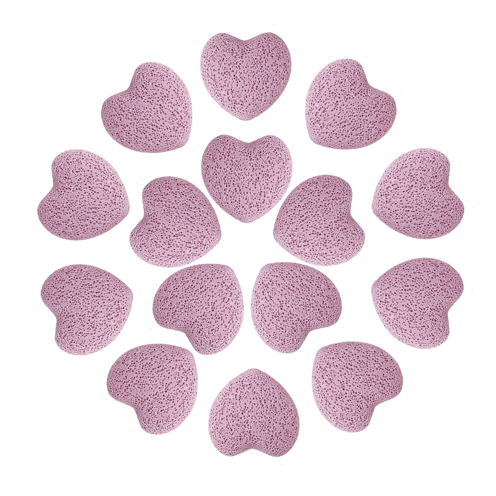 Nupuyai Confezione da 15 pietre laviche a forma di cuore, diffusore di roccia lavica per oli essenziali, pietra di palma per la meditazione Reiki, equilibrio e meditazione, rosa