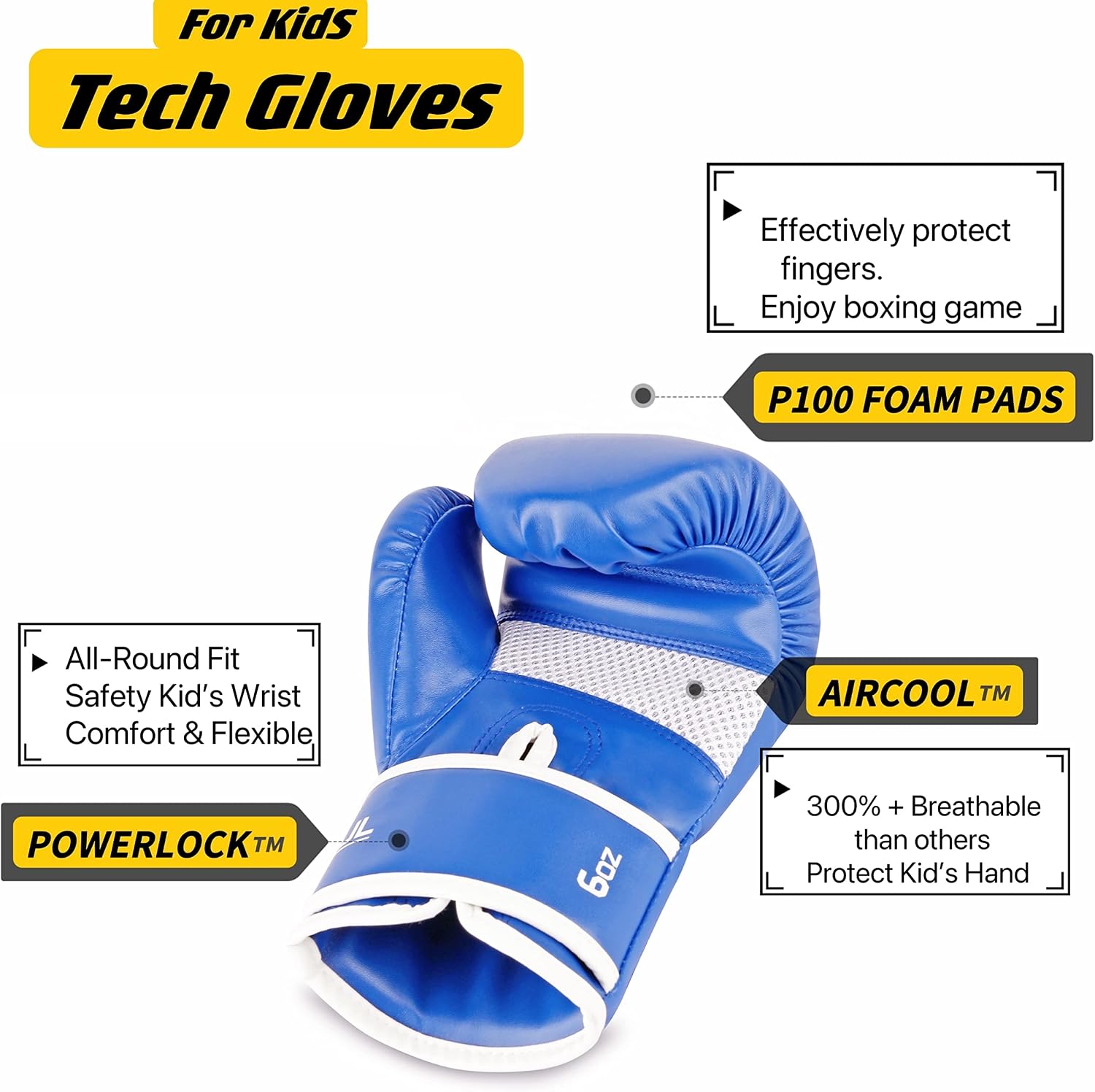 Boxing Gloves for Kids & Toddler & Youth | Kids Boxing Gloves for 3-8 years, Ergonomic Fit, Powerlock and Aircool, Safe Leather & P100 Foam, Multiple Colors, Toddler thumbnail