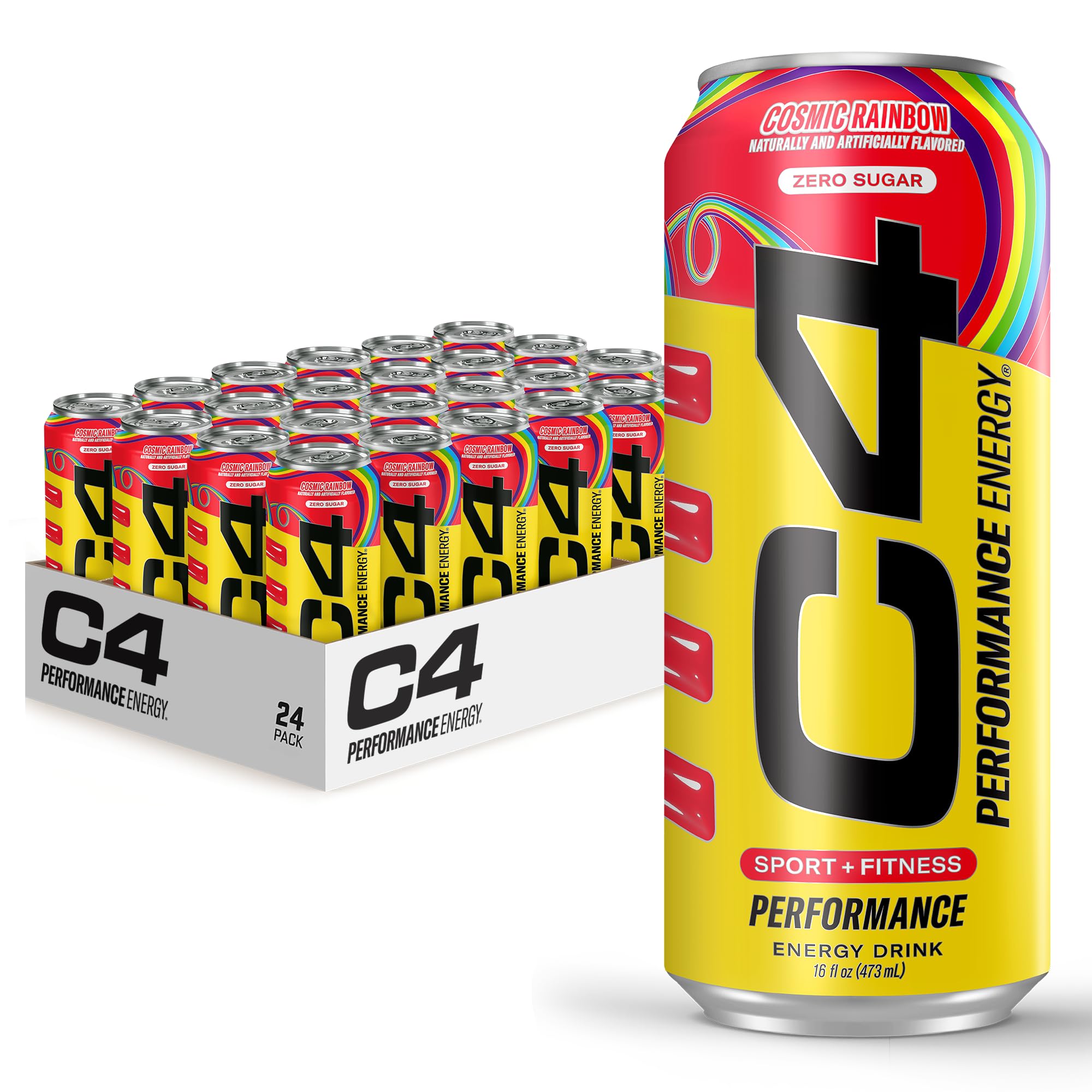 C4 Energy Drink 16oz (Pack of 24) - Strawberry Watermelon Ice - Sugar Free Pre Workout Performance Drink with No Artificial Colors or Dyes