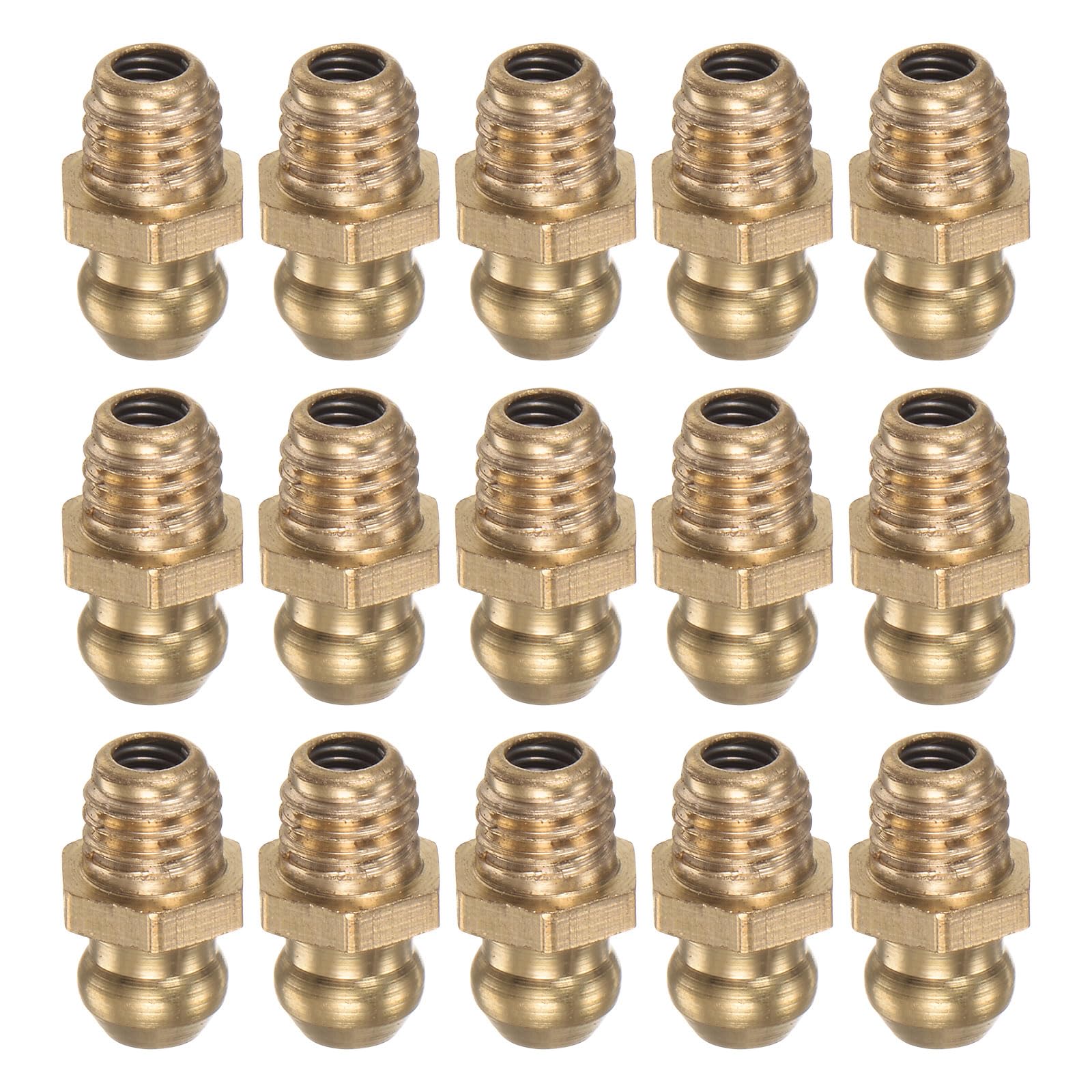 HARFINGTON 15pcs Brass Straight Grease Fitting M6x1mm Metric Thread Hydraulic Grease Nipple Accessories for Car
