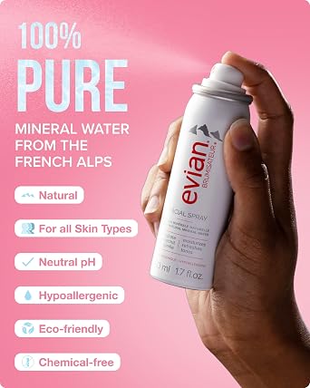 Evian Facial Spray 24/7 Kit - Hydrating Mineral Water Mist for Face & Skin - Refreshes Makeup, Sets, Tones - Travel-Friendly Sizes for Daily Moisture Boost