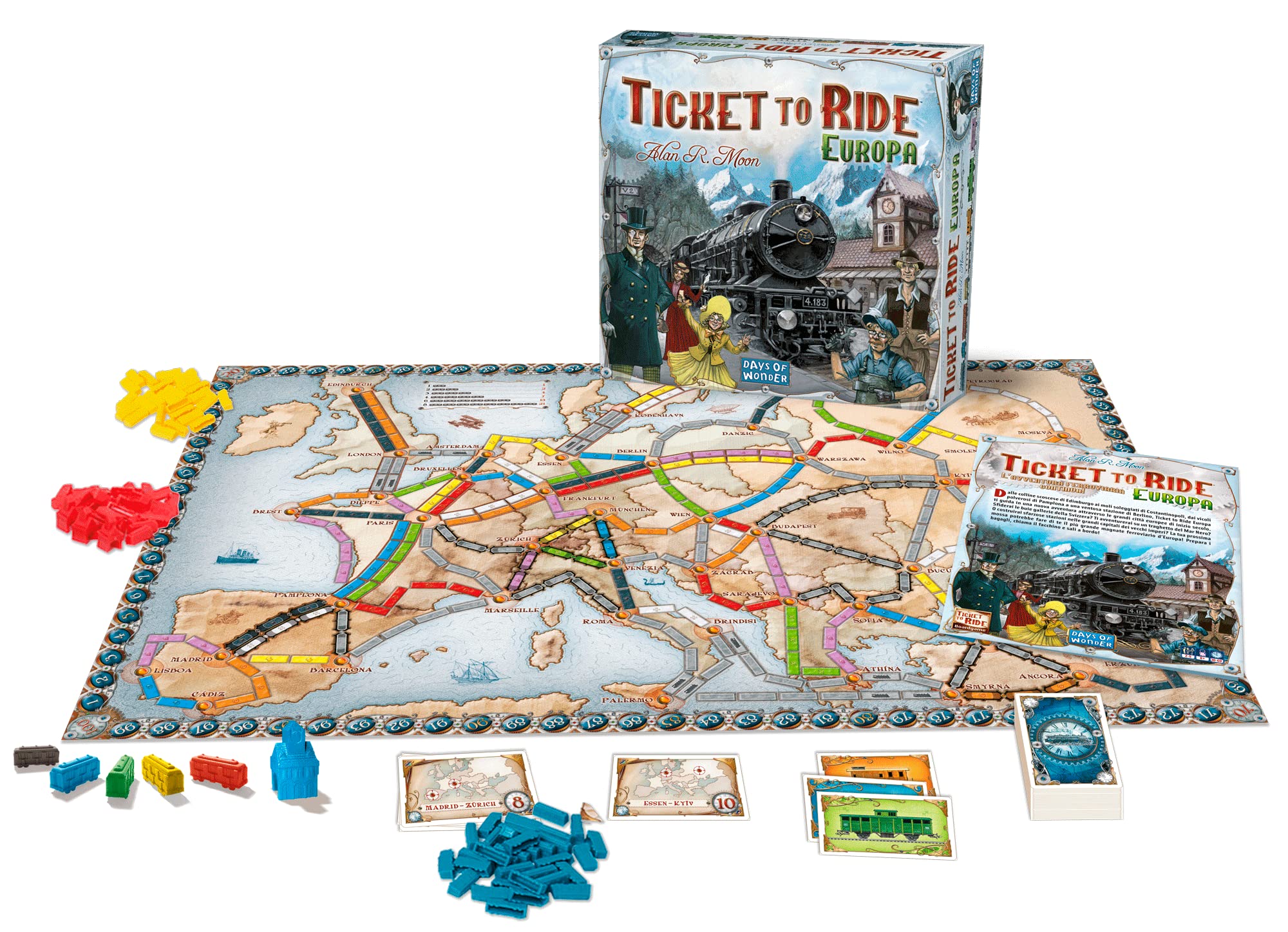 Asmodee - Ticket to Ride Europa, Gioco da Tavolo Avventura Ferroviaria, Divertimento per Famiglie e Giocatori Esperti, Costruisci Reti Ferroviarie - 2-5 Giocatori, 8+ Anni, Edizione in Inglese