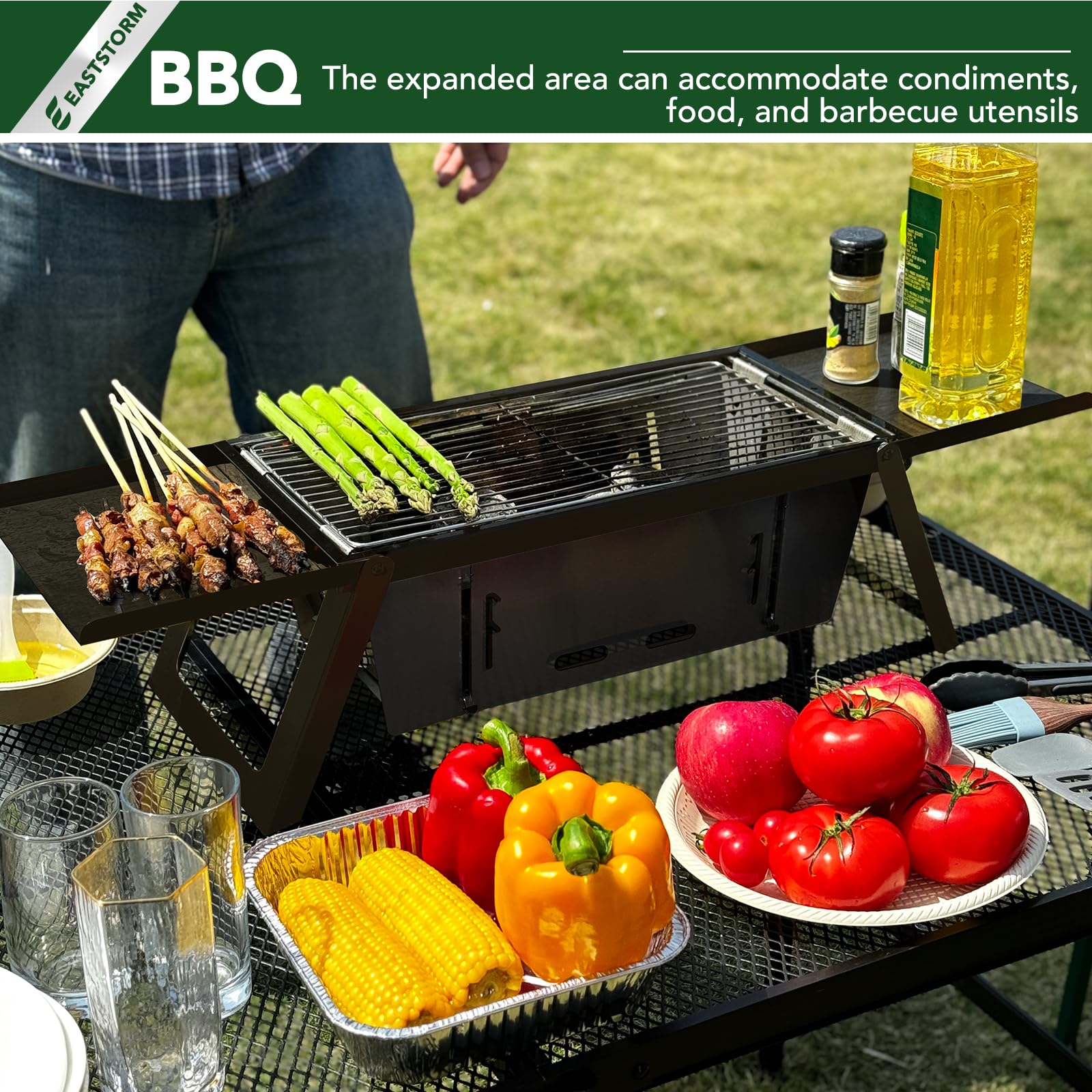 Griglia per Barbecue portatile pieghevole da campeggio griglia a carbone in acci