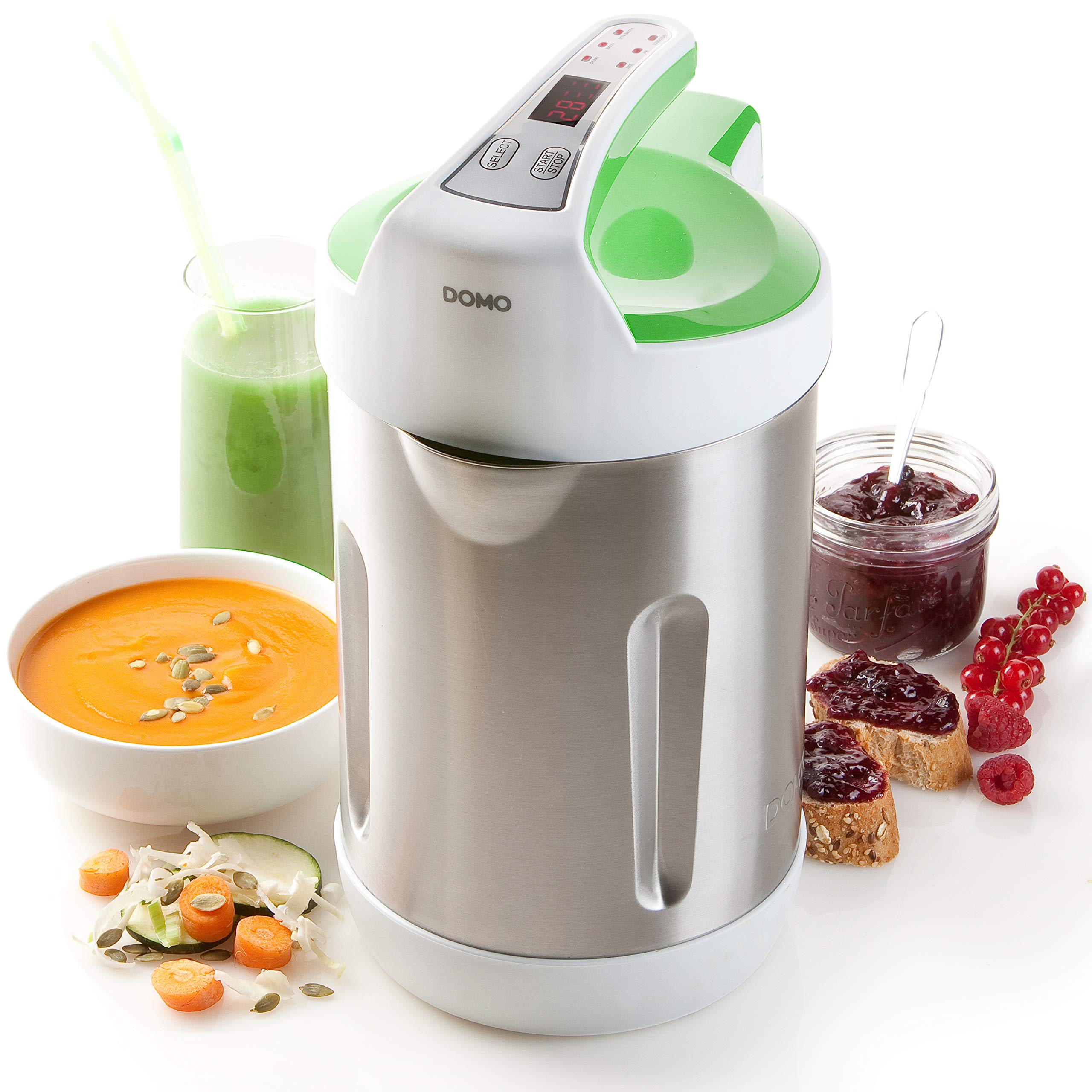 DOMO DO705BL Blender mixeur - Soupe maker avec 6 programmes - Extra smooth, Chunky, Juice, Jam et Clean - LED - 2L