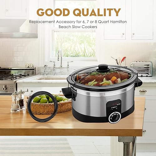Miniatura 5 de Paquete de 2 correas de goma negras para tapa de 6,7,8 cuartos de galón, se adapta a Hamilton Beach Crock Pot olla de cocción lenta WHT