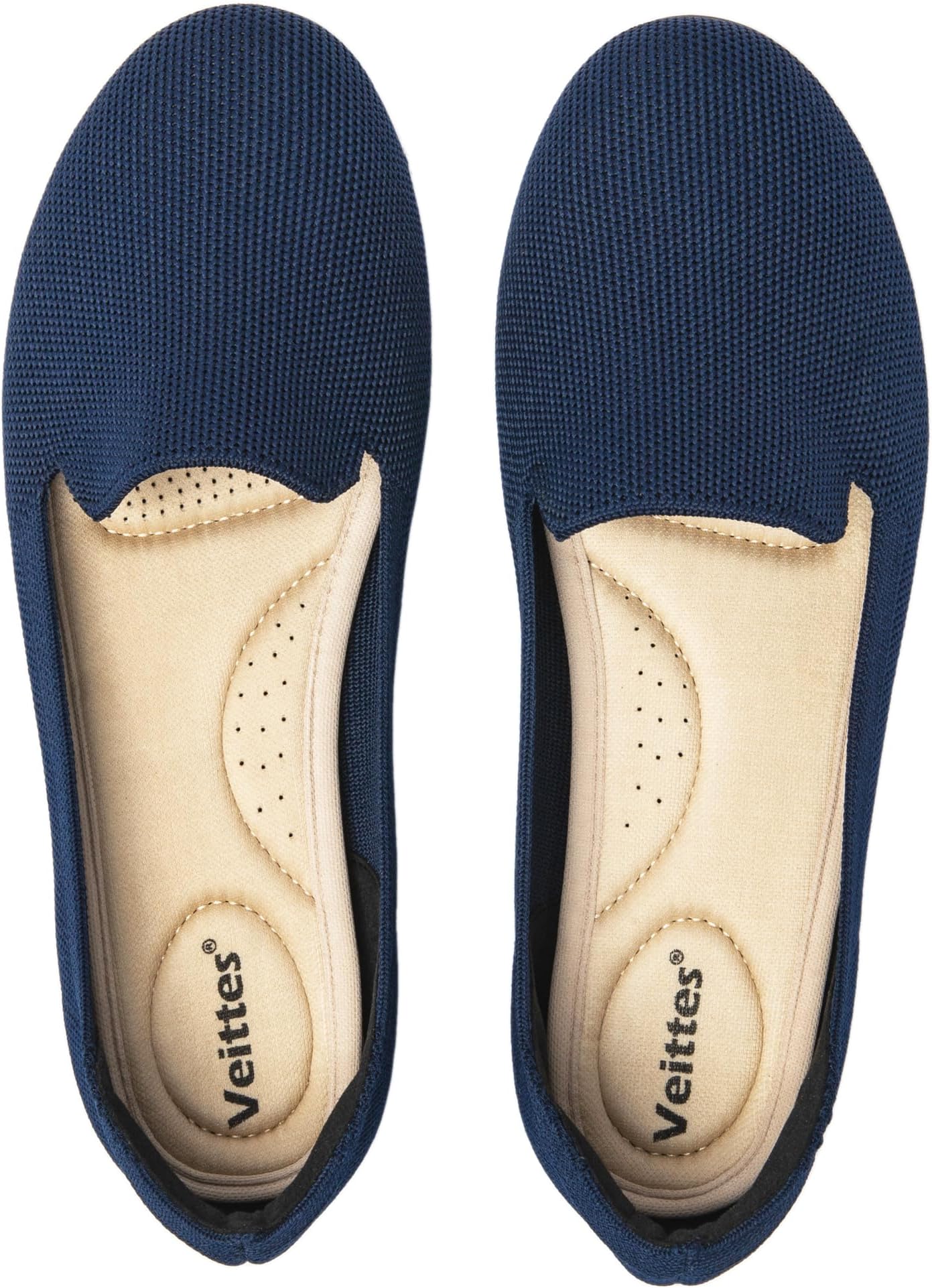 VeittesWomen's Wide Width Flats Shoes, Soft Knitted Breathable Plus Size Ladies Slip on Office Ballet Shoes.
