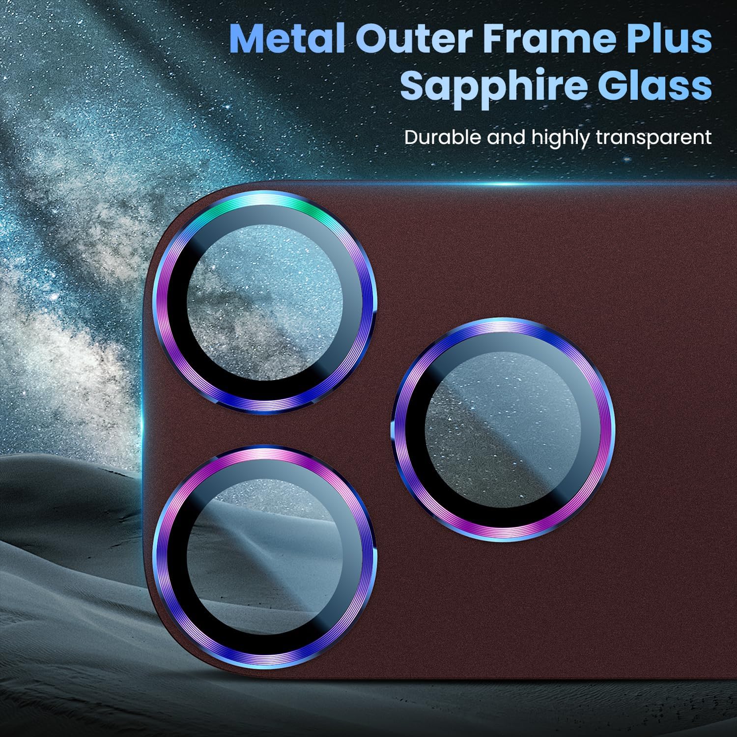 Uyiton for iPhone 18 Pro Camera Lens Protector, Metal Frame Glass Cover image 4