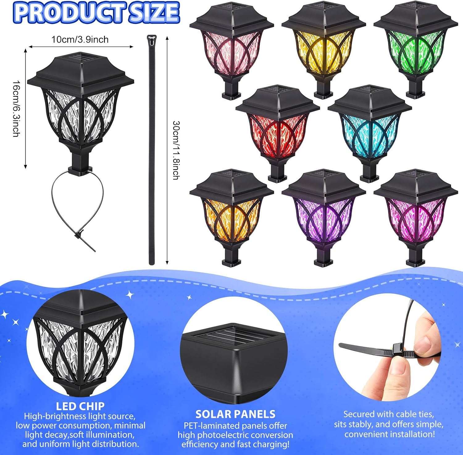 Glooglitter 12 Pcs Pool Solar Lights for Framed Above Ground Pools Waterproof Solar Light Outdoor Swimming Pool Fence Decorations Pools Accessories Colorful Light image 2