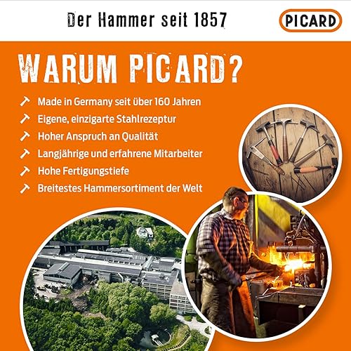 Miniatura 20 de Picard Martillo remachador BlackTec 10.58 oz - Patrón alemán, cruz Peen, cabeza de acero de aleación, recubrimiento en polvo negro, baja vibración