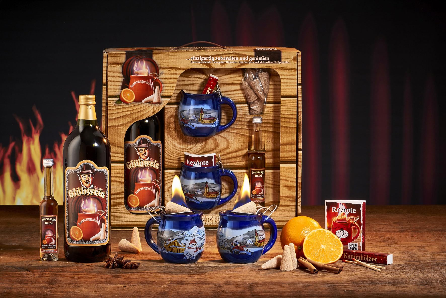 Geschenkset, Schatzkiste, Blau/Winter - für Feuerzangenbowle