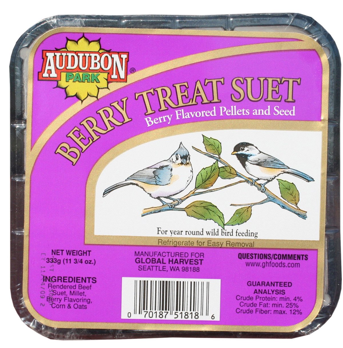 Amazon.com : Global Harvest 11 Oz. Berry Audubon Park Suet Cakes [Set