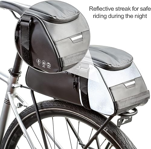 Miniatura 9 de ZIMFANQI Bolsa trasera de bicicleta reflectante, resistente al agua, bolsa de almacenamiento para maletero de carga, bolsa de pecho de 8 litros de